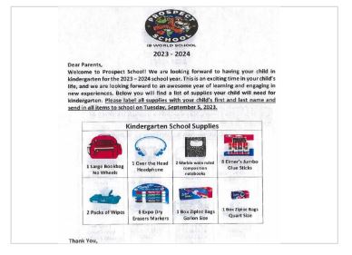  kindergarten supplies list